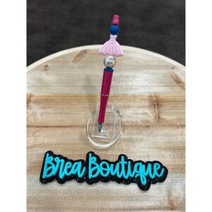 Pink Dress Beaded Pen‎ Black Ink Silicone Beads Coworker Teacher Gift